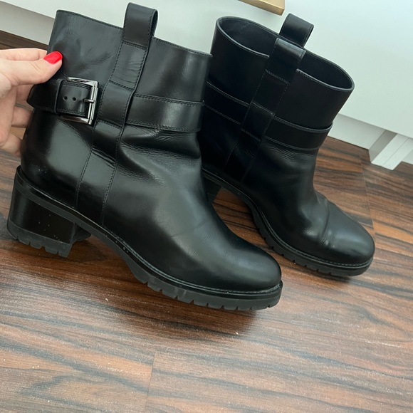 Santoni leather combat moto style booties - Picture 3 of 17